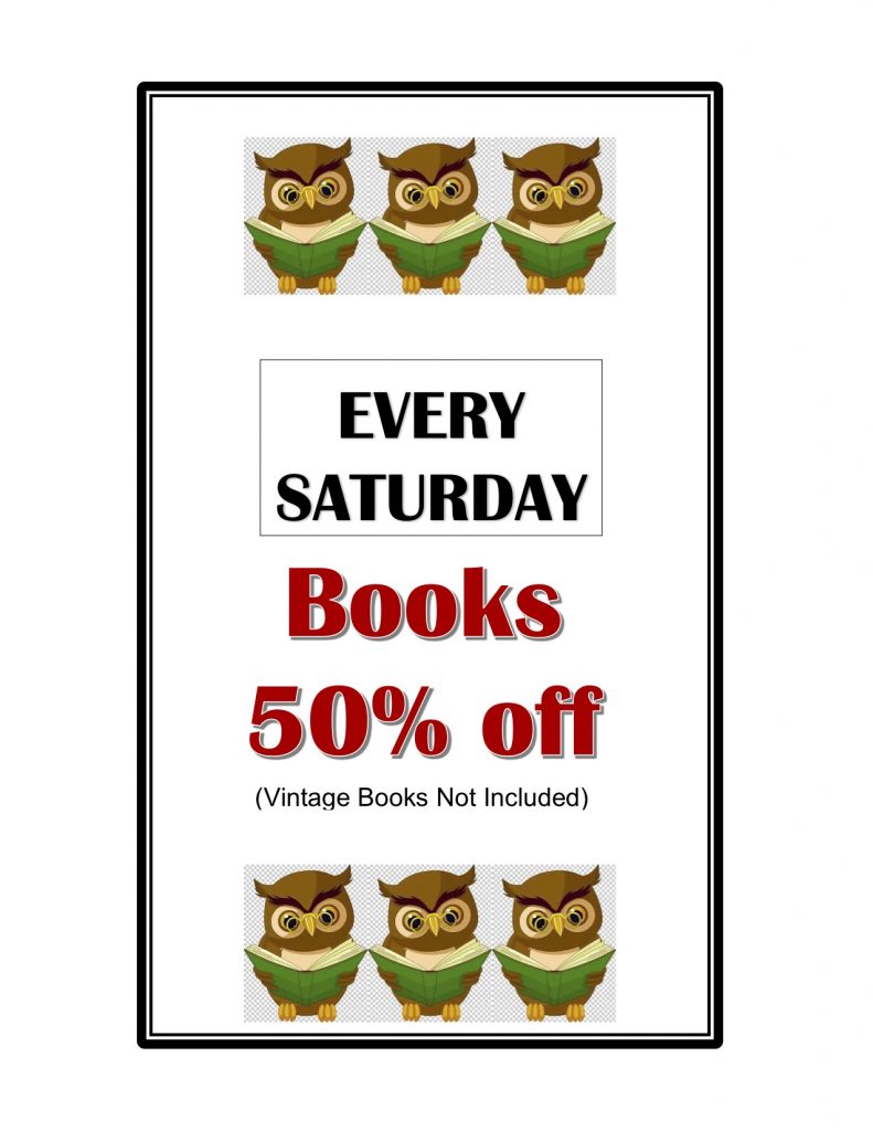Every Saturday Books 50% off Books 50% off Every Saturday