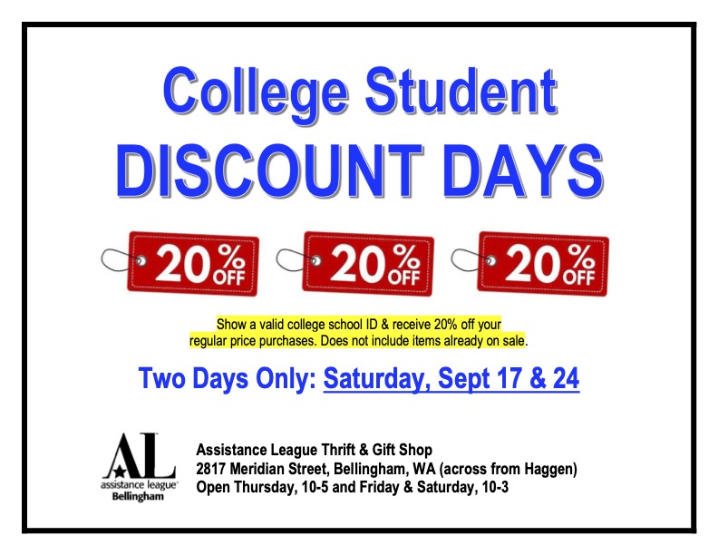 College Discount Days, Sept 17 & 24