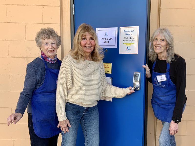 Thrift & Gift Shops newly painted BLUE back door!