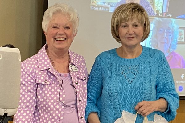 President Cathy O'Brien presents President's Award to Kathy Zielinski