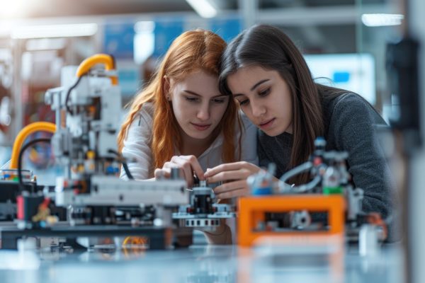 two girls working on science stuff