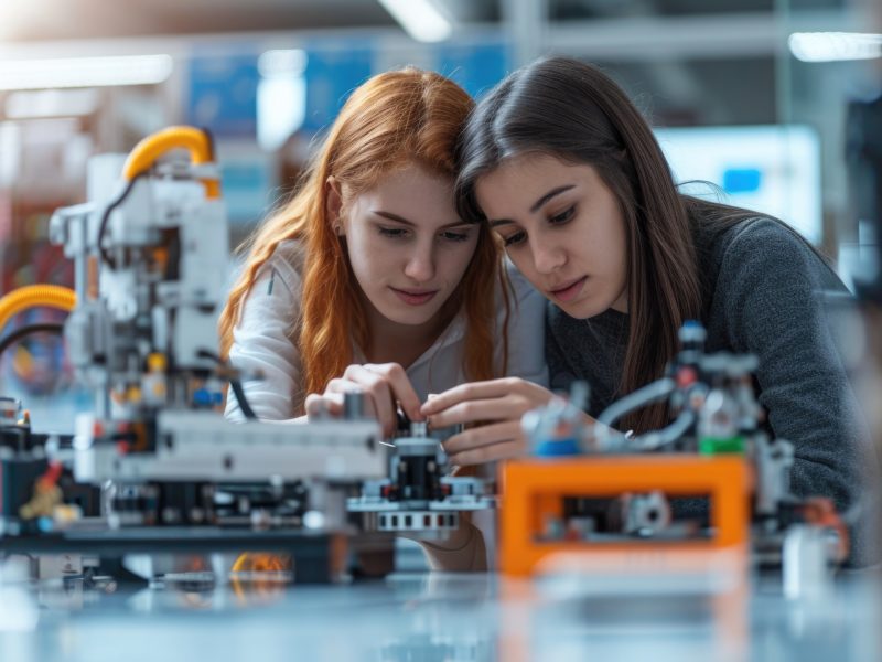 two girls working on science stuff