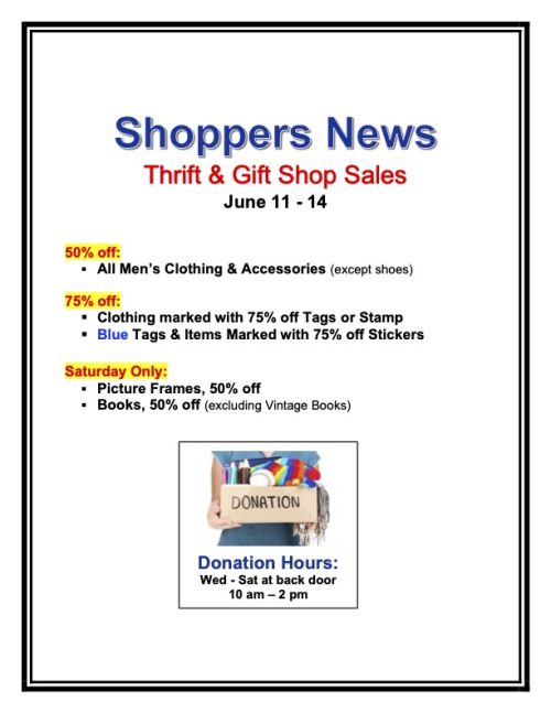 Weekly Sales Shop Sign June 11-14 docx Thrift & Gift Shop Sales, June 11-14
