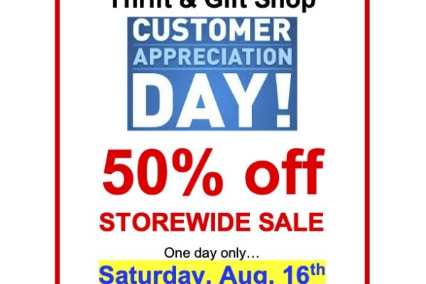 Storewide sale 50% off sale, Saturday August 16th