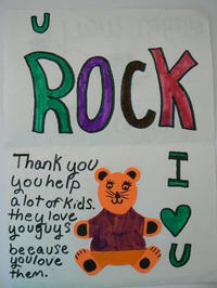 Handmade thank you card from student who attended Operation School Bell