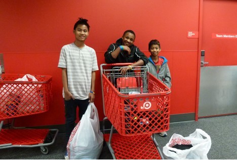 Teens with shopping cart at Teen Retail event