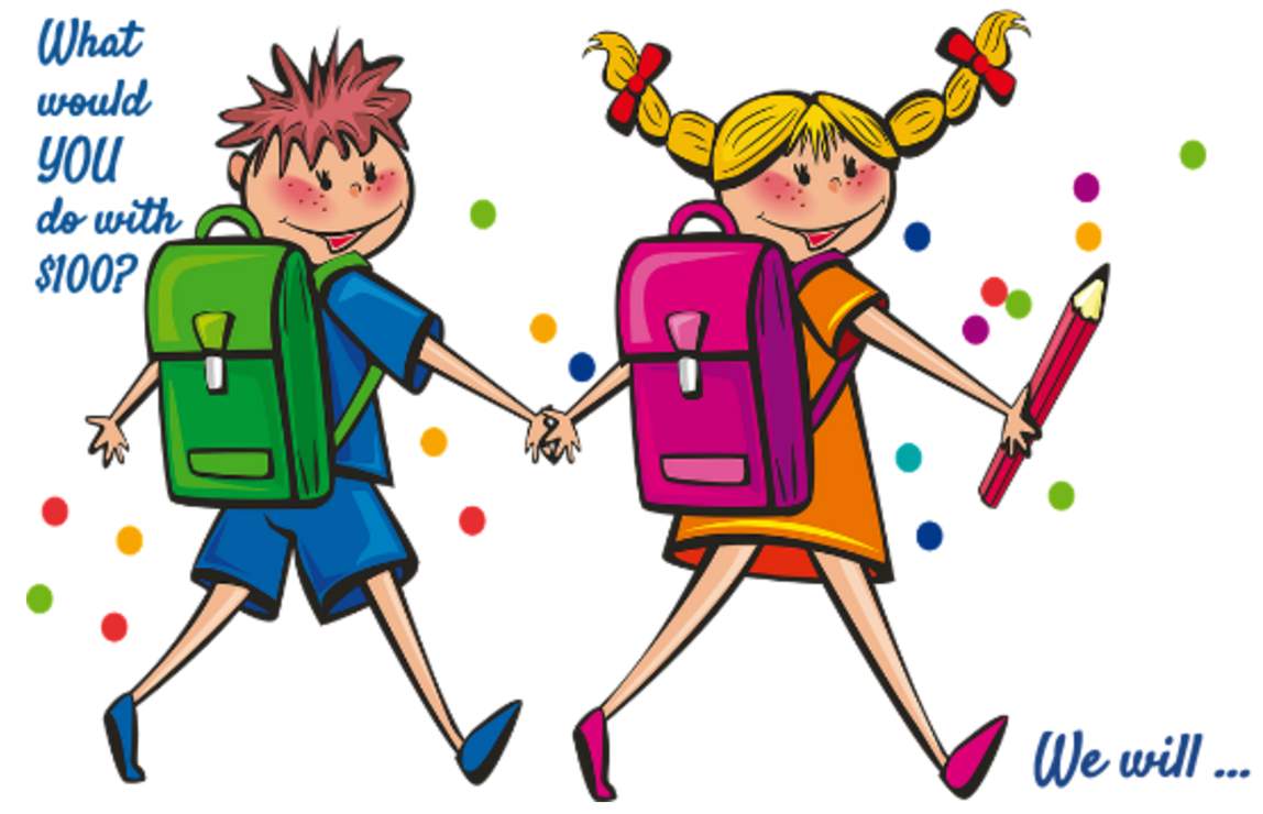 Clip art of boy and girl walking to school
