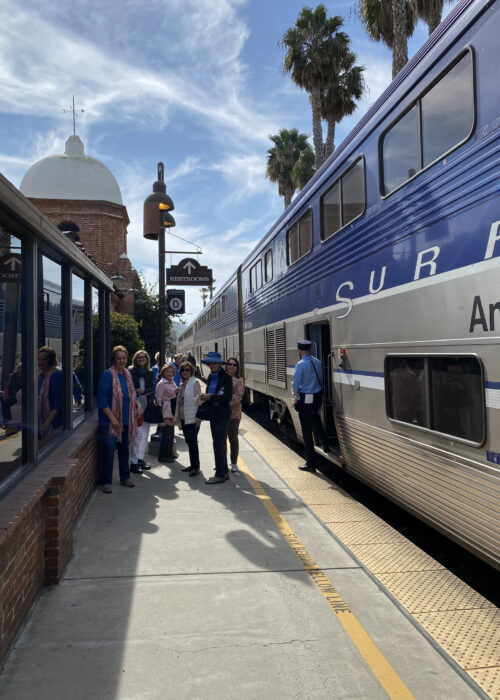 ALG field trip on train to San Juan Cap.