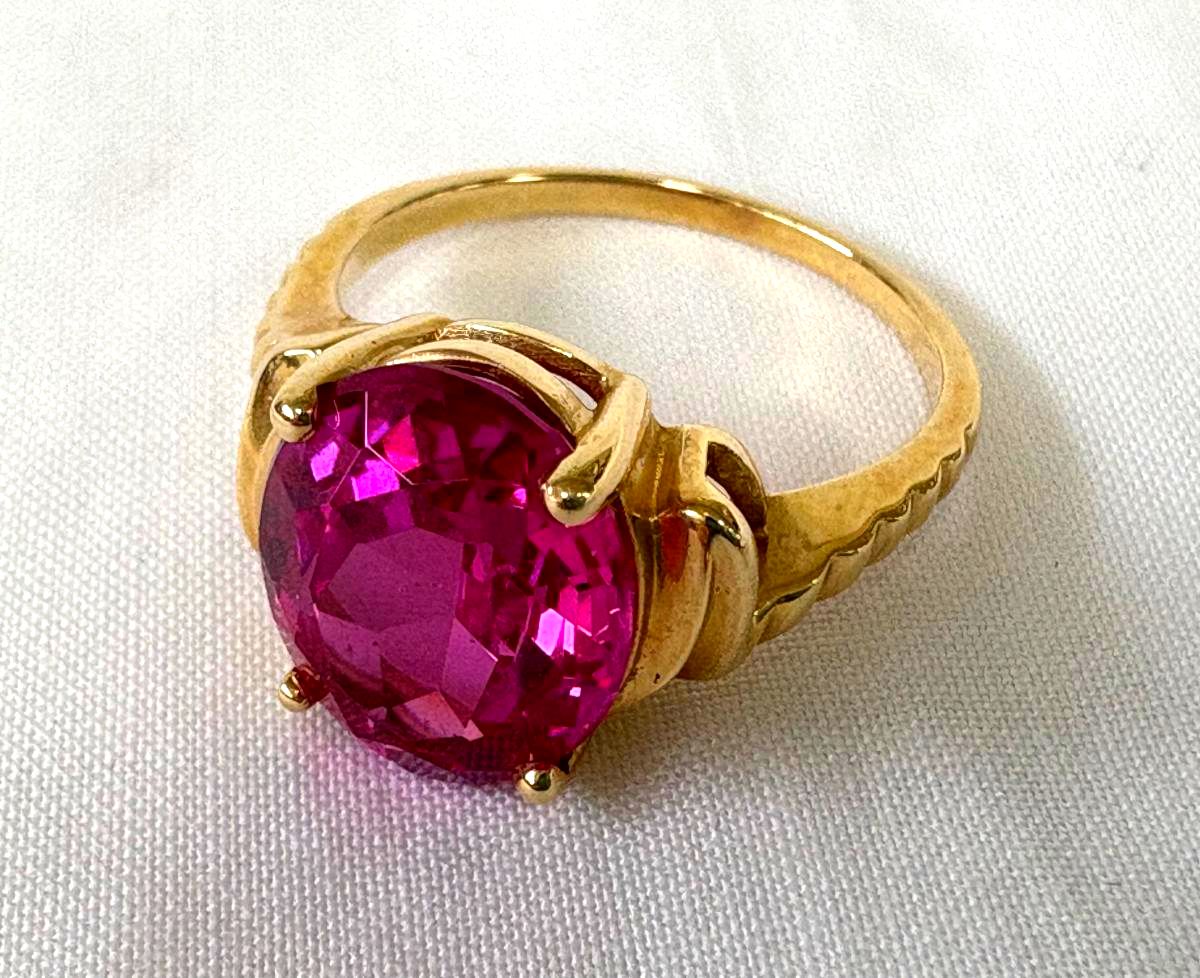 14k Gold and Pink CZ Ring