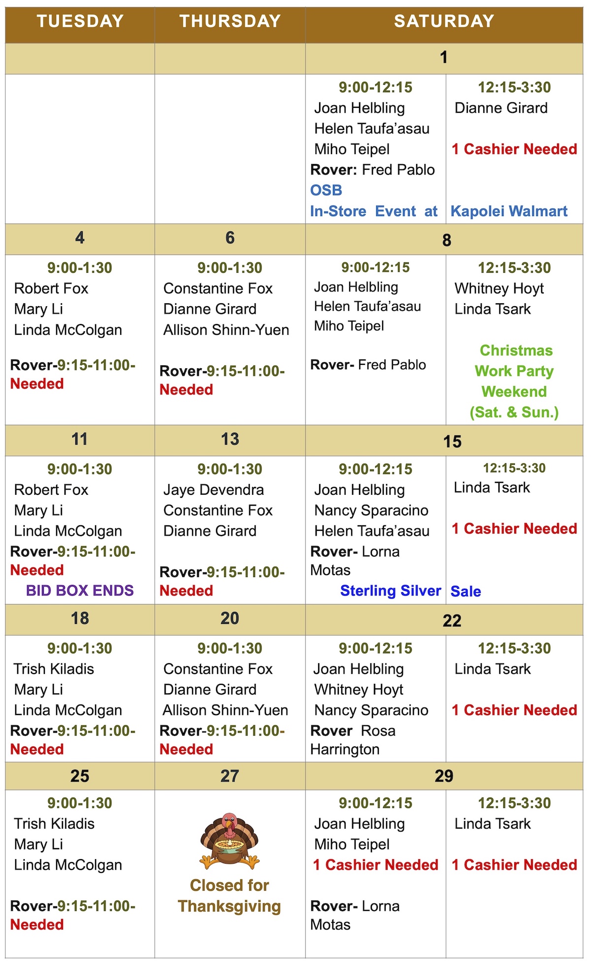 November 2025 Calendar