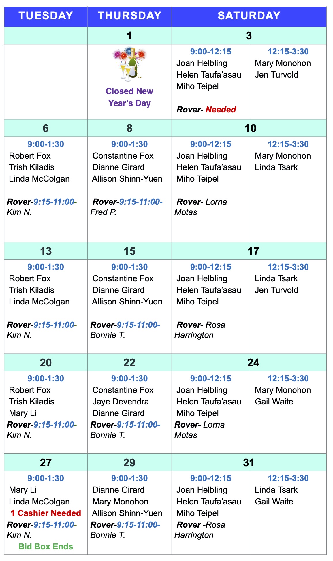 January 2026 Calendar