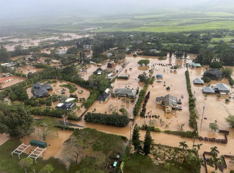 Flooded Waialua town