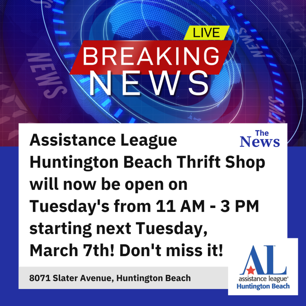 Thrift Shop now open Tuesdays! 3.7.23