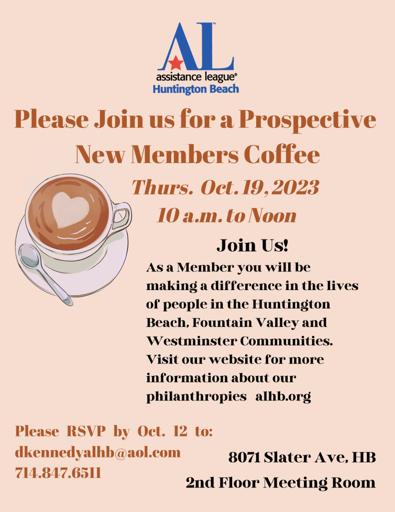 New Member Coffee Oct. 19 join us!