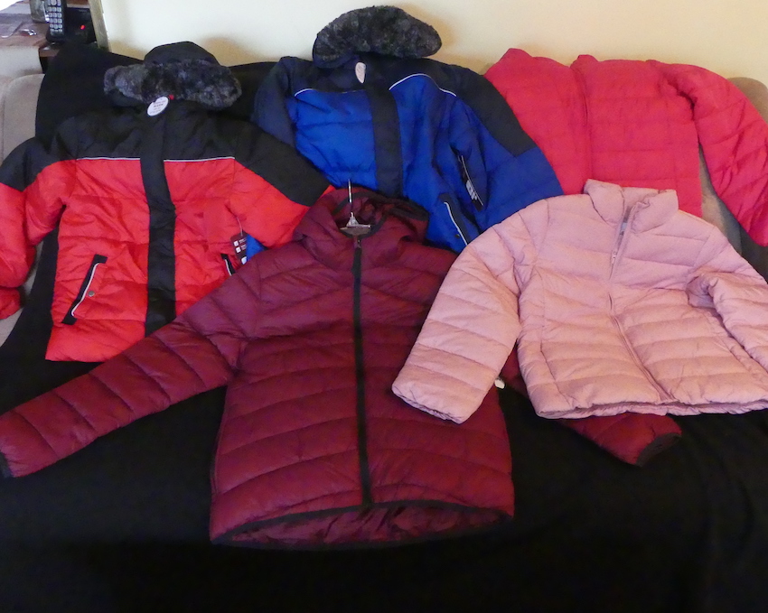 Various jackets to be donated as part of the Clothing for Kids event by ALNV