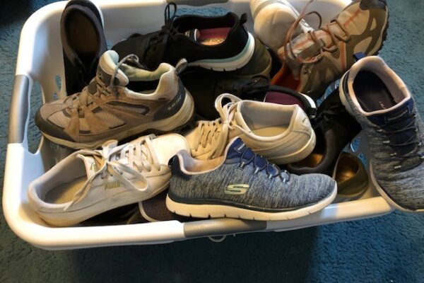 Got Sneakers Campaign. Sneakers collected in a bin