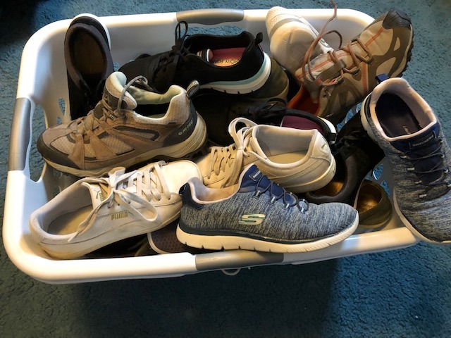 Got Sneakers Campaign. Sneakers collected in a bin