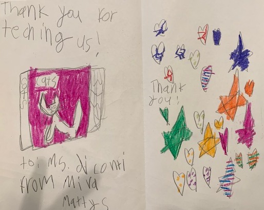 Image of thank you letters from students to ALNV tutors
