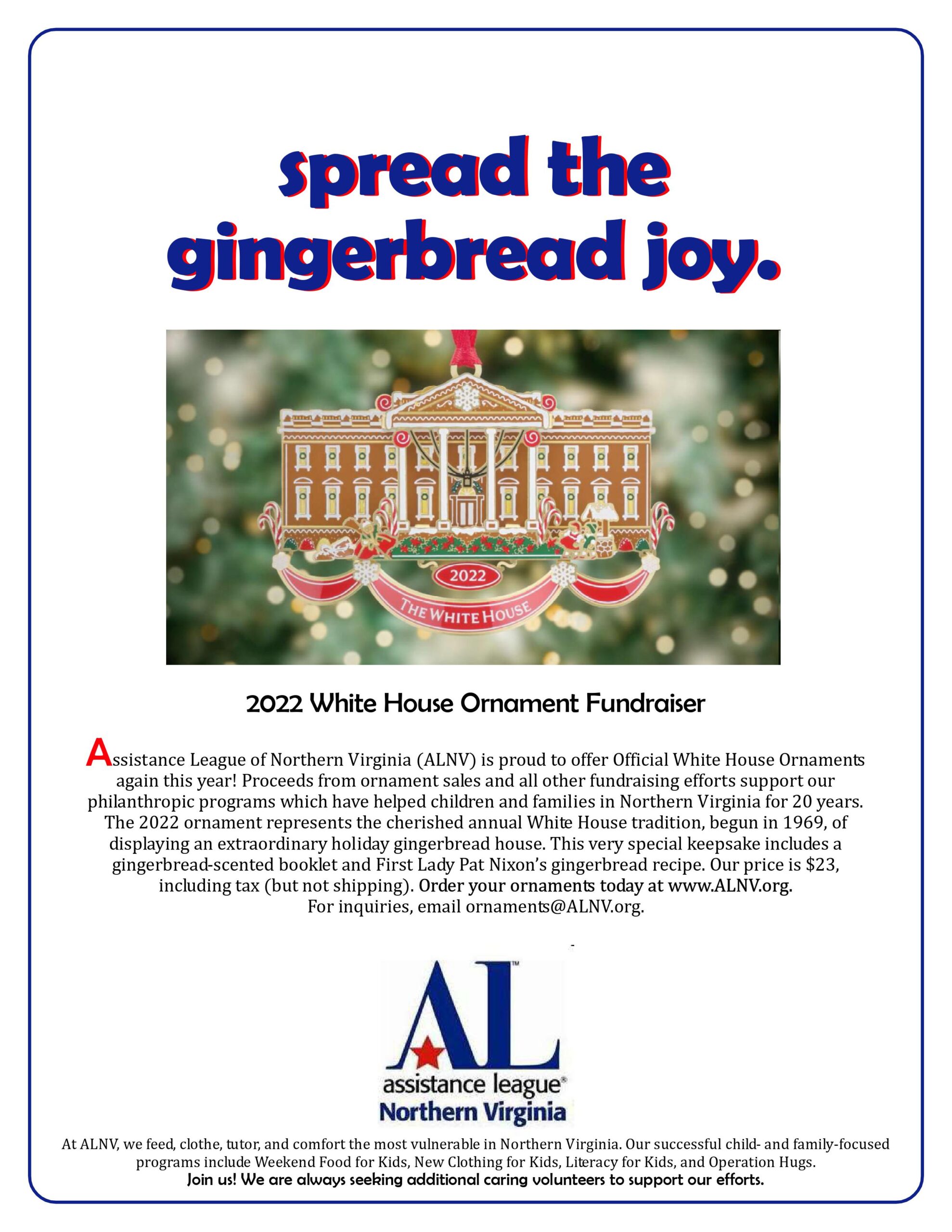 Flyer announcing the 2022 White House Ornament drive