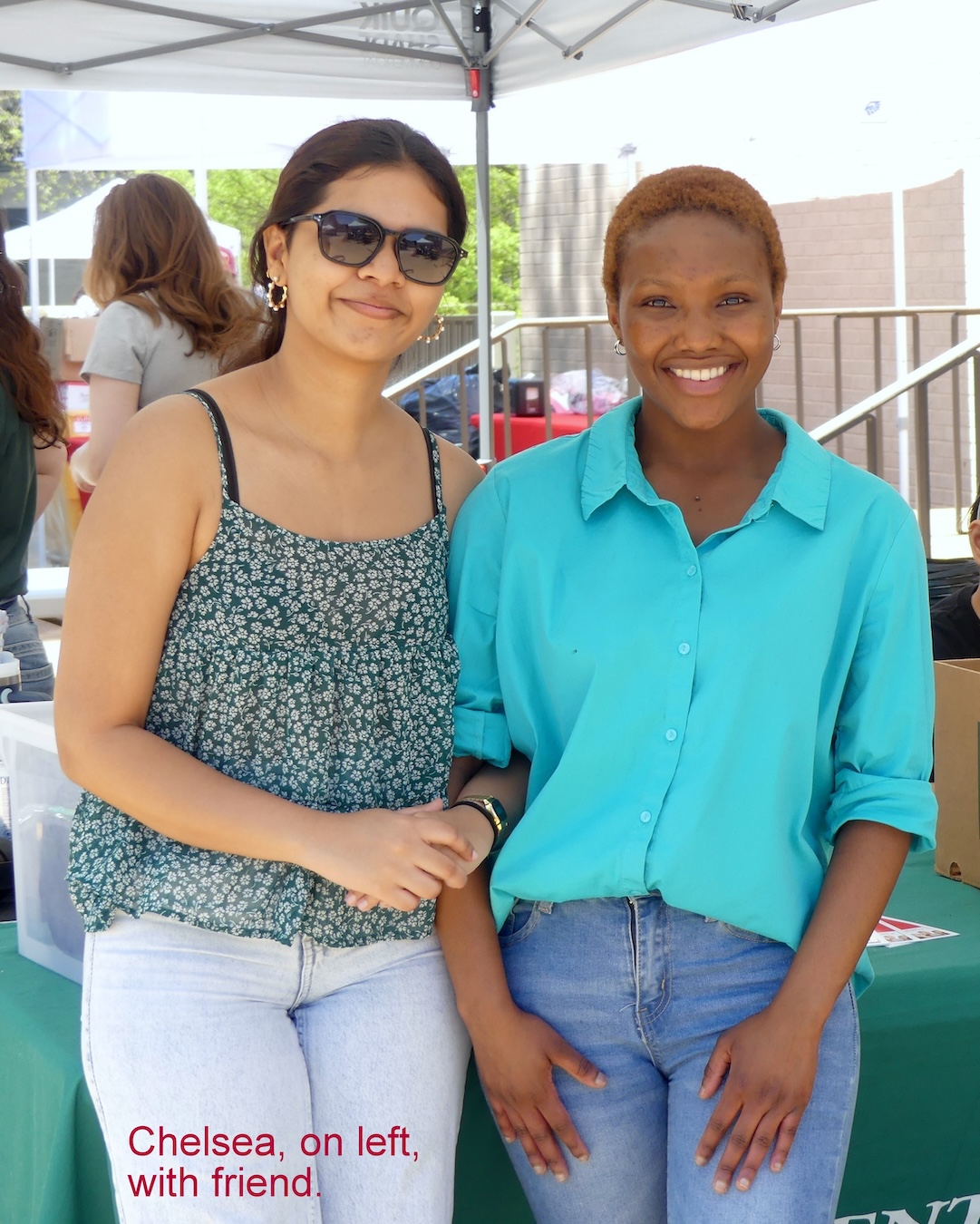 Chelsea, on the left, with her friend.