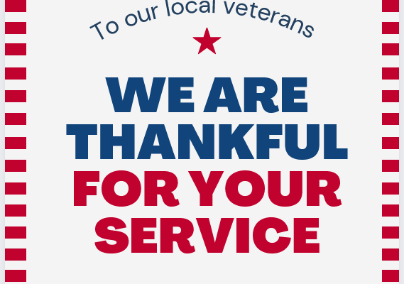 We are thankful for your service