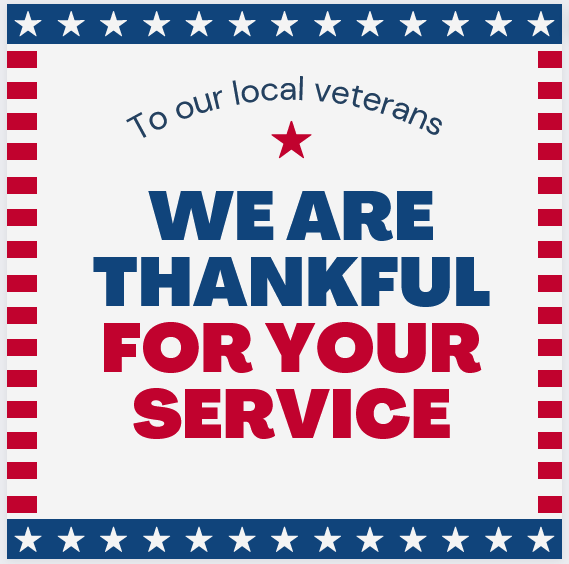 We are thankful for your service