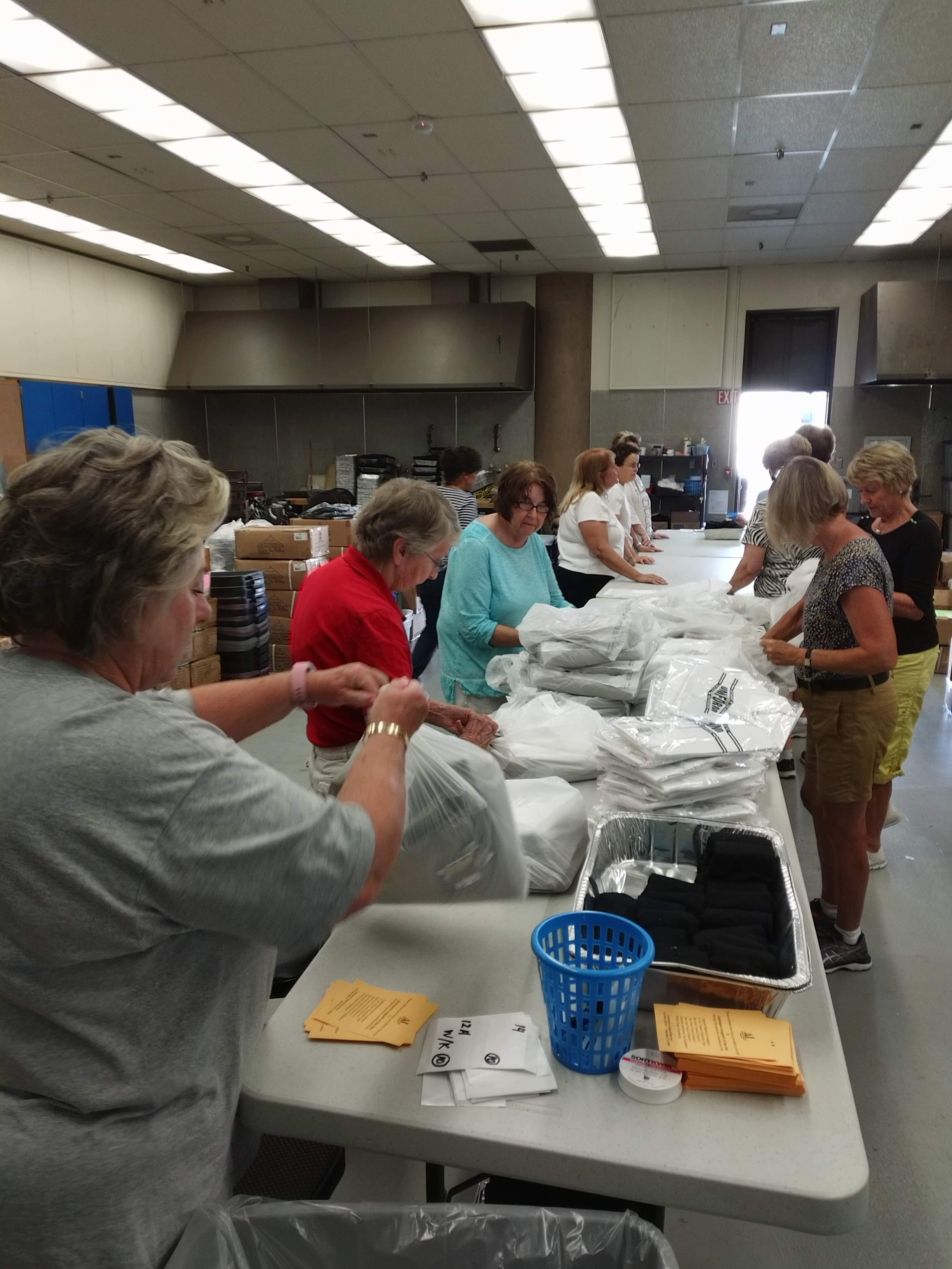 Sorting and bagging uniforms for OSB