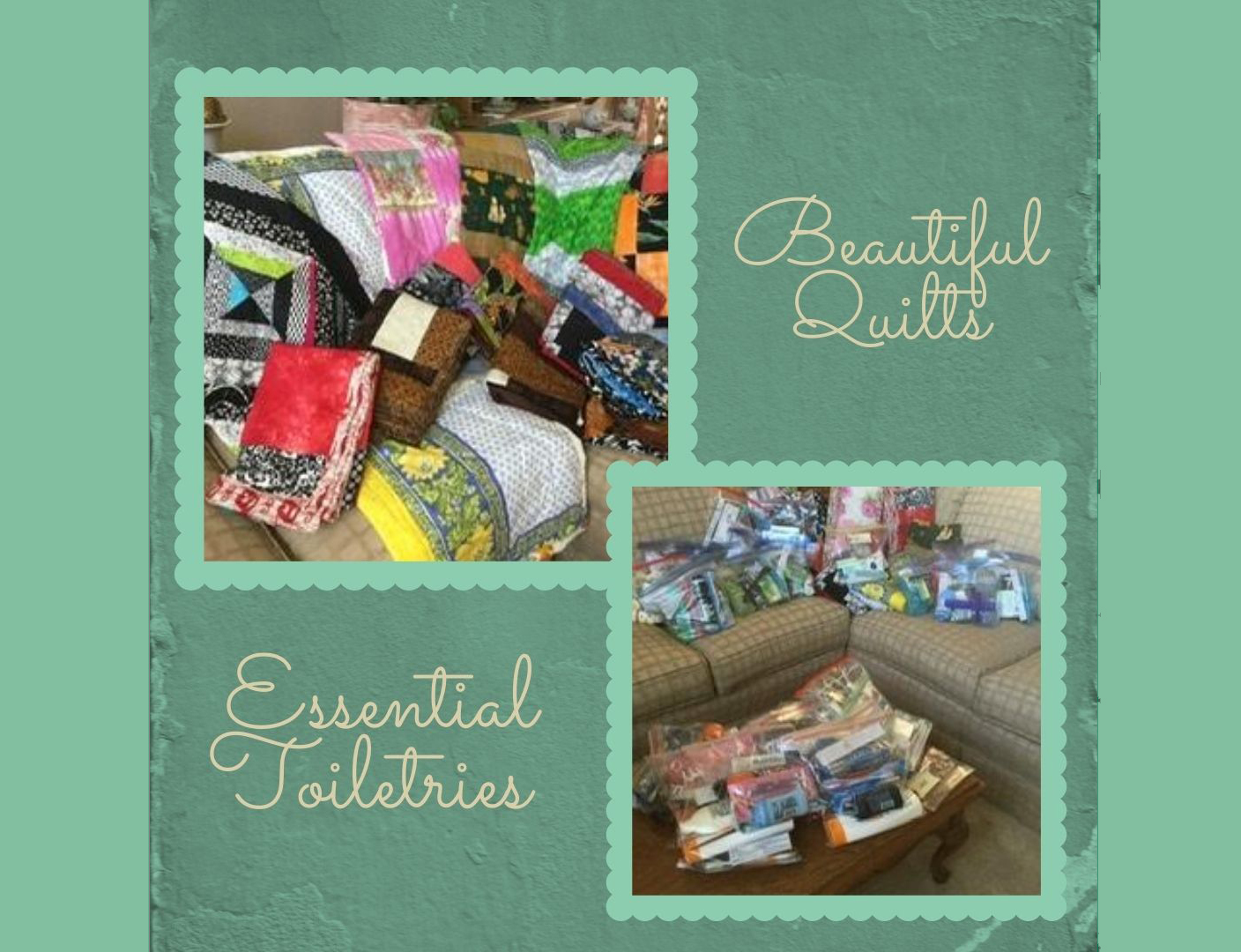 Quilts and toiletries for CityTeam