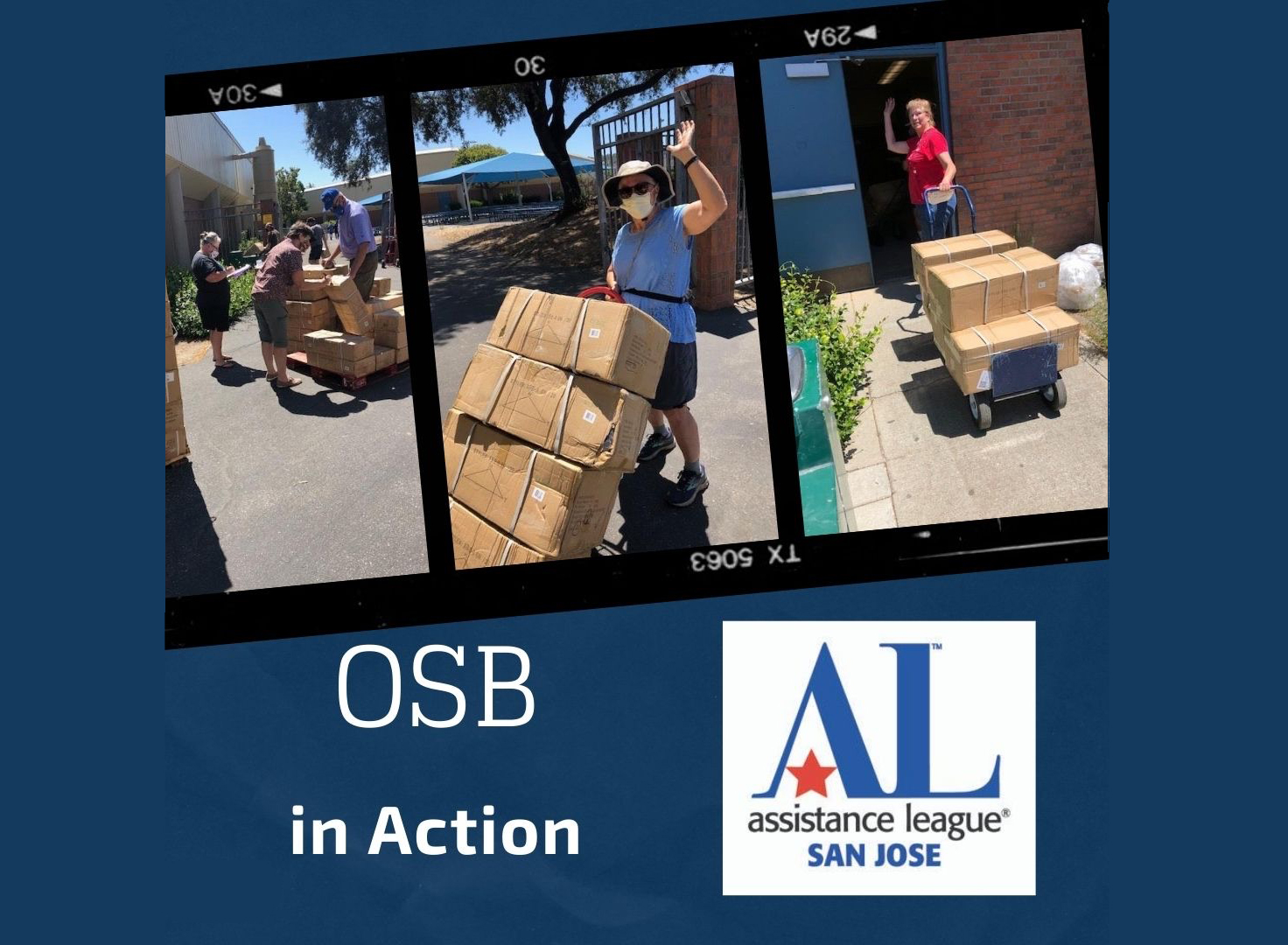 OSB volunteers unloading boxes from the truck