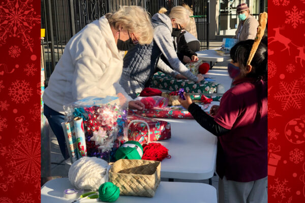 Volunteers Wrapping Gifts with CityTeam
