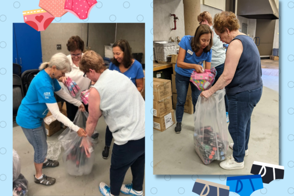 Operation School Bell volunteers bagging undies for schools