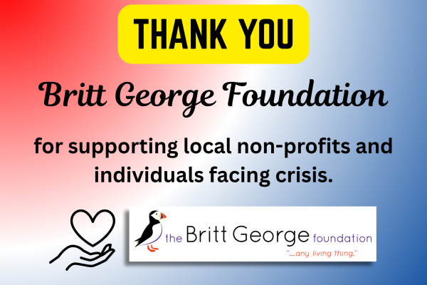 Thank You Britt George Foundation for supporting local non-profit and individuals facing crisis