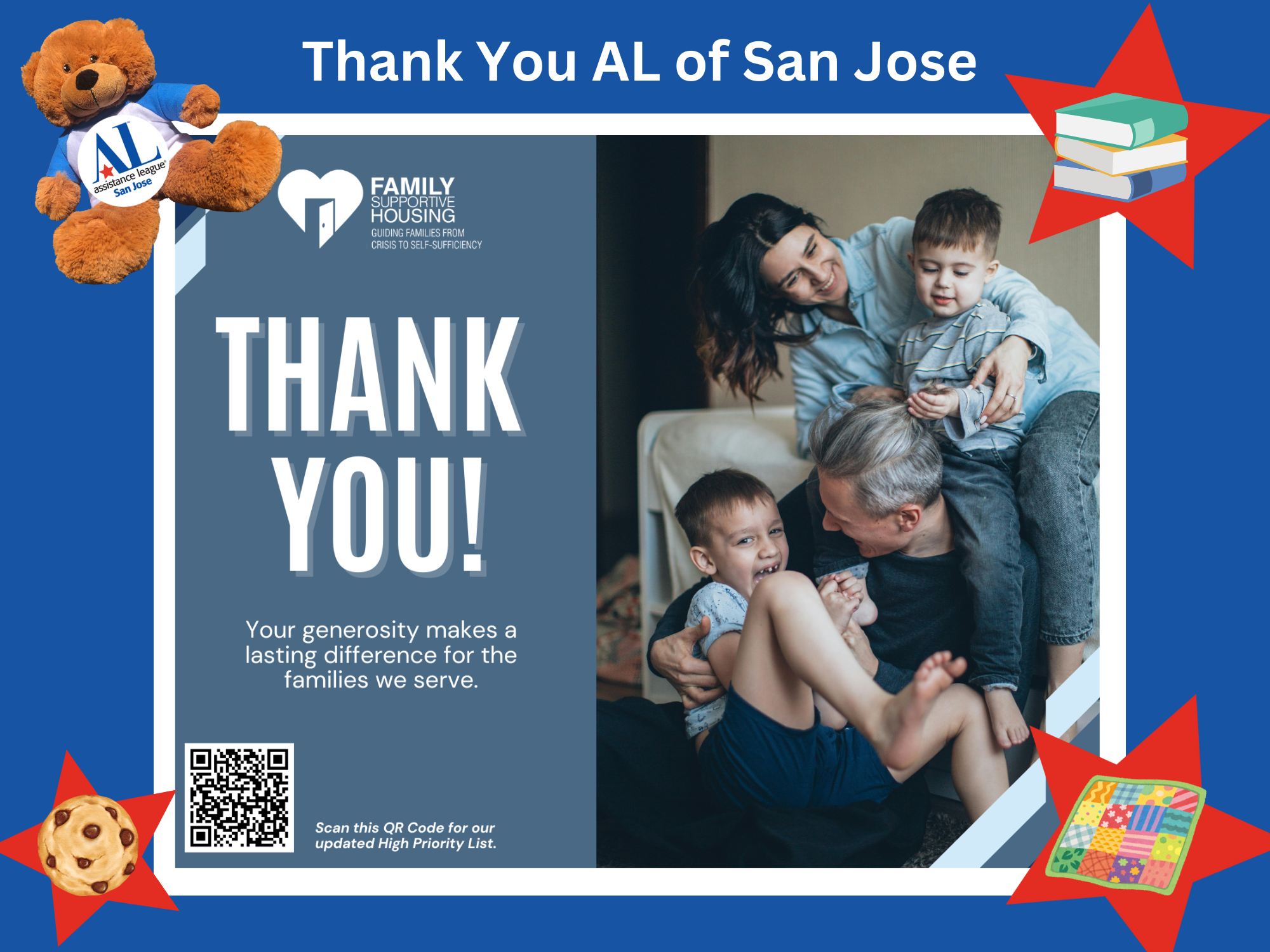 Thank You, AL of San Jose. Your generosity makes a lasting difference for the families we serve.