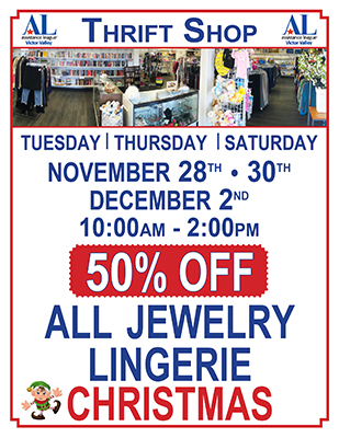 Thrift Shop Sale for November 28 • 30 & December 2