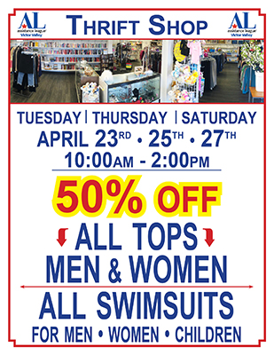 Thrift Shop Sale for April 23 • 25 • 27