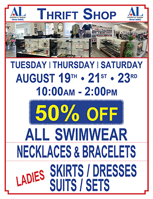Thrift Shop Sale for August 19 • 21 • 23