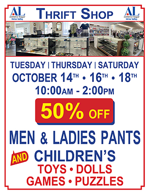 Thrift Shop Sale for October 14 • 16 • 18