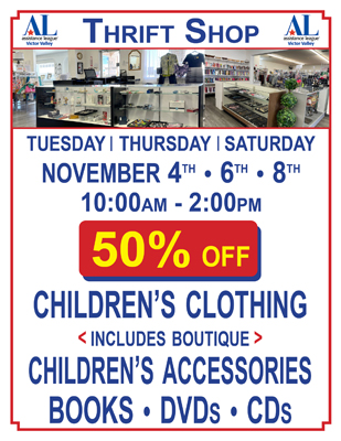 Thrift Shop Sale — Featured Ad November 4 • 6 • 8
