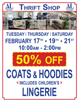 Thrift Shop Sale for February 17 • 19 • 21