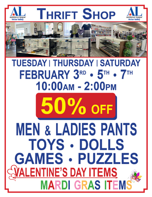 Thrift Shop Sale for February 3 • 5 • 7