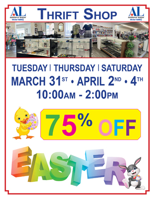 Thrift Shop Sale for March 31 • April 2 & 4