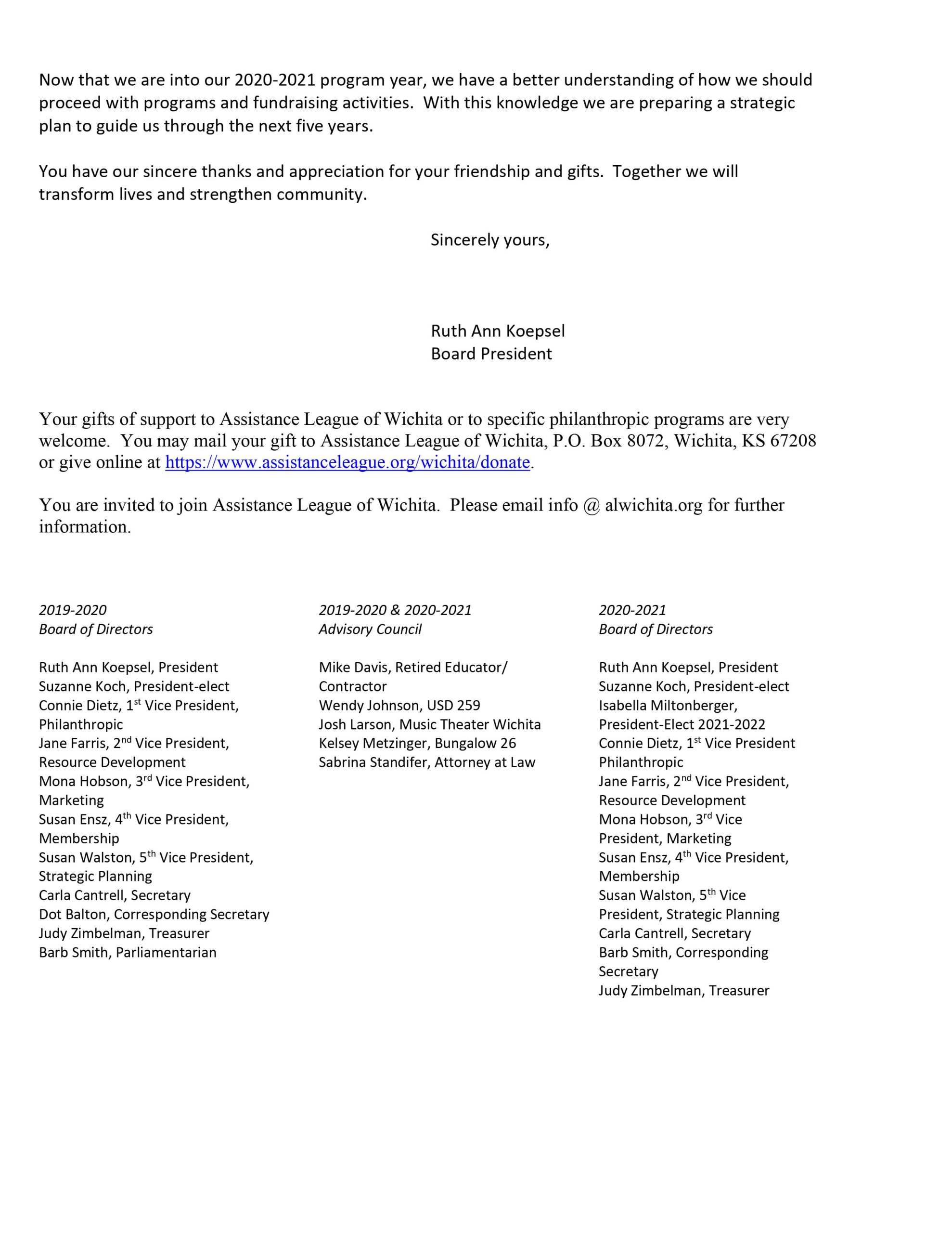 Annual Report Assistance League Wichita