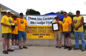 Accepting the award on behalf of the Carlsbad Elks Lodge 1558 from left: Jeff Gordon, Terry Mathis, Nolan Autry, Tracy Dearing, Exalted Ruler, Roger Maxwell, and Ned Elkins