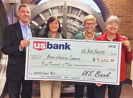Submitted photoThe Assistance League of the Columbia Pacific recently received a grant for $5,000 from the U.S. BanCorp Foundation. Pictured, from left, Kevin LaCoste, U.S. Bank regional president, Cindy Johnson, U.S. Bank commercial relationship manager, Jane Cartwright, ALCP president and Shelby Mogenson, ALCP vice-president of membership.