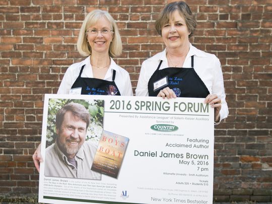 Assistance League Auxiliary members Sandy Whittington (left) and Kathy Graham (right) were excited about the Spring Forum event featuring author Daniel James Brown. (Photo: MOLLY J. SMITH / Statesman Journ)