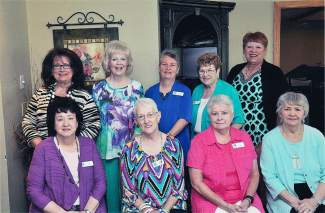 The new board includes (left to right): front row - Carol Lantz, Resource Development; Bonnie Bryant, Membership; Deb Thompson, Secretary; Rita Burger, Treasurer. Back row - JoAnn McGrath, PR/Marketing; Pam Neville, Vice President Philanthropic Programs; Vivki Sanderson, Finance; Carol Cox, President-Elect and Joan Ingmanson, President.