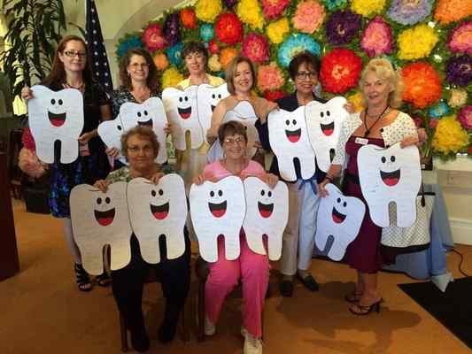 Front row, from left, Dental Center volunteers Betty Walck and Judie Appleton; back row, from left, Lisa Elliott and Gail Anderson from the Redlands school district and Dental Center volunteers Cathy Siglow, Leticia Cervantes, Terrie Savage and Linda Rotondo. (Courtesy Photo)