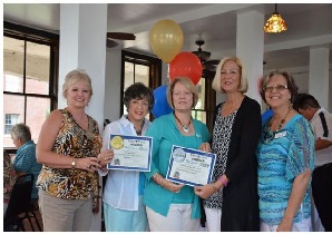 Assistance League of Kansas City won SILVER in the category of Charitable Organizations and their upscale resale thrift store, THE ReSALE SHOP won the GOLD in the category for Thrift Stores in the 26 th Annual Best of the Northland 2016 Contest sponsored by The Liberty Tribune, Gladstone Dispatch, The Kearney Courier and The Smithville Herald. Libby Blair and Linda Craigie, present and past ReSALE SHOP chairmen, Margie Thomas, President-elect, Cindy McGinnis, President and Karen Mollohan, Public Relations chairman, were on hand to receive the awards at the reception July 27 at Belvoir Winery in Liberty.