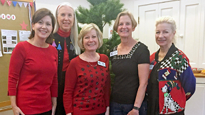 Assistance League of Flintridge recently introduced two new members, shown at far right, Julie Poulson and Kay Wittick. Seen welcoming them are, from left, Marianne Freeze, assistant orientation chair; Gale Musker, membership chair and Ginny Kelley, orientation chair.