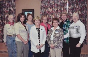 From left to right: Membership Chair Bonnie Bryant, Sherry Shoemaker, Tricia Weston, Debbie Peterson, Sharon Schumacher, Bev Strobel, Vikki Cole and Chris Glinde.